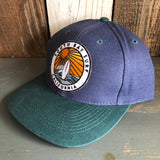 SOUTH BAY SURF (Multi Colored Patch) - 6 Panel Low Profile Baseball Cap with Adjustable Strap with Press Buckle - Navy/Dark Green