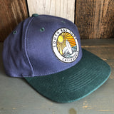 SOUTH BAY SURF (Multi Colored Patch) - 6 Panel Low Profile Baseball Cap with Adjustable Strap with Press Buckle - Navy/Dark Green