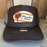 Hermosa Beach RETRO SUNSET High Crown Trucker Hat - Black (curved brim)