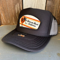 Hermosa Beach RETRO SUNSET High Crown Trucker Hat - Black (curved brim)