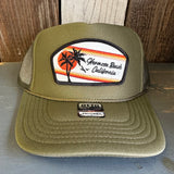 Hermosa Beach RETRO SUNSET High Crown Trucker Hat - Olive