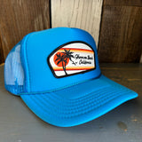 Hermosa Beach RETRO SUNSET Trucker Hat - Neon Blue