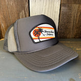 Hermosa Beach RETRO SUNSET High Crown Trucker Hat - Charcoal (Curved Brim)