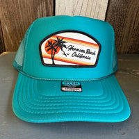 Hermosa Beach RETRO SUNSET High Crown Trucker Hat - Jade Green