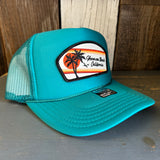 Hermosa Beach RETRO SUNSET High Crown Trucker Hat - Jade Green