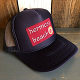 Hermosa Beach WELCOME SIGN High Crown Trucker Hat - Navy