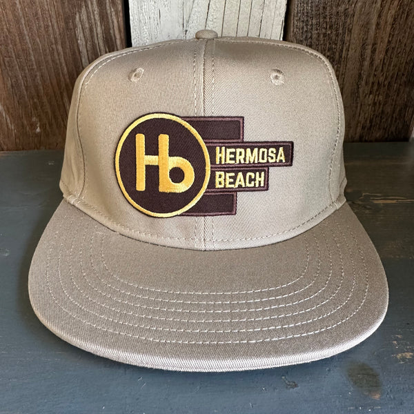 Hermosa Beach THE NEW STYLE :: "FLEX" 6 Panel Mid Profile Flat Visor Baseball Cap - Khaki