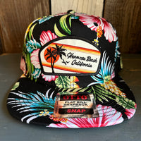 Hermosa Beach RETRO SUNSET Hawaiian Pattern 6 Panel Mid Profile Snapback Hat - A ‘o ia (Flat Brim)