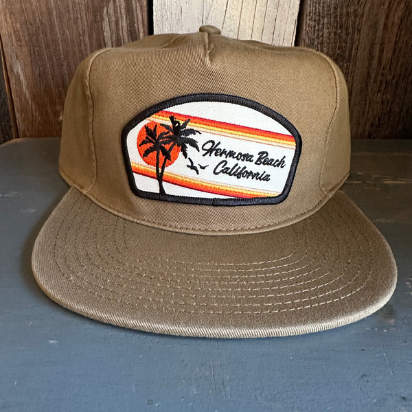 Hermosa Beach RETRO SUNSET 5 Panel Low Profile Style Dad Hat - Coyote Brown