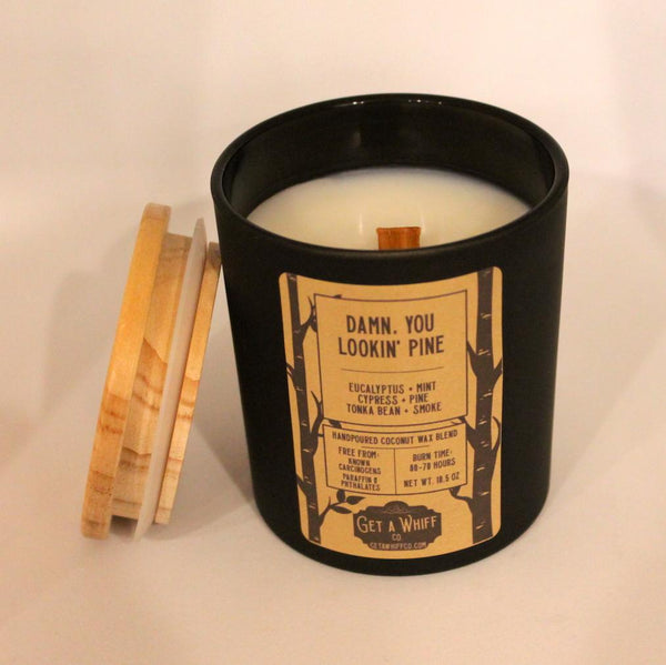 White Birch Wood Wick Candle | Wood Scented Candle | Pine Candle | Coconut Wax Candle | Jar Candle | Glass Candle | Damn, You Lookin' Pine || 7.3 oz
