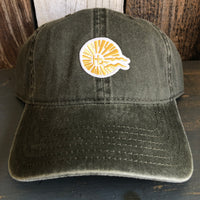 Hermosa Beach MINI CLASSIC LOGO - 6 Panel Low Profile Style Dad Hat with Velcro Closure - Olive Green