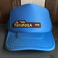 Hermosa Beach HERMOSA AVE High Crown Trucker Hat - Col. Blue
