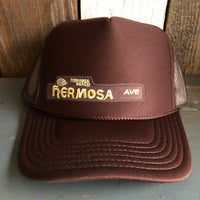 Hermosa Beach HERMOSA AVE High Crown Trucker Hat - Brown