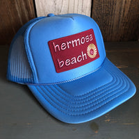 Hermosa Beach WELCOME SIGN High Crown Trucker Hat - Col. Blue
