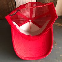 Hermosa Beach SHOREFRONT High Crown Trucker Hat - Red (Curved Brim)