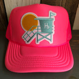 Hermosa Beach LIFEGUARD TOWER Trucker Hat - Neon Pink