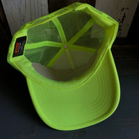 Hermosa Beach SOUTH BAY SURF (Multi Colored Patch) Trucker Hat - Neon Yellow