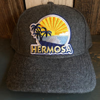 Hermosa Beach FIESTA 5 Panel Low Profile Melton Wool Blend Baseball Cap with Velcro Closure - Heather Grey