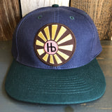Hermosa Beach SUNBEAMS - 6 Panel Low Profile Baseball Cap with Adjustable Strap with Press Buckle - Navy/Dark Green