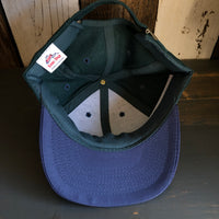 Hermosa Beach WELCOME SIGN - 6 Panel Low Profile Baseball Cap with Adjustable Strap with Press Buckle - Dark Green/Navy