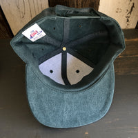 WHERE THE ROAD ENDS :: THE ADVENTURE BEGINS - 6 Panel Mid Profile Baseball Cap - Dark Green