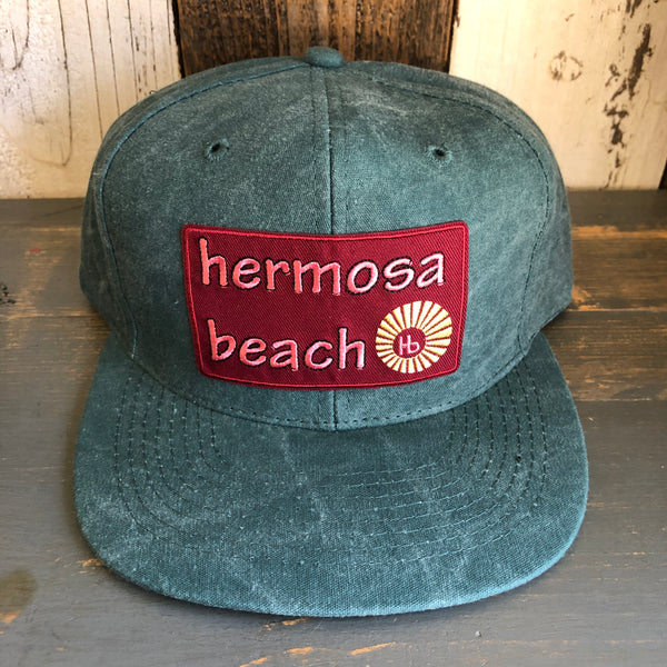 Hermosa Beach WELCOME SIGN 6 Panel Mid Profile Baseball Cap - Dark Green