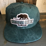 Hermosa Beach SURFING GRIZZLY BEAR 6 Panel Mid Profile Baseball Cap - Dark Green