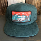 WHERE THE ROAD ENDS :: THE ADVENTURE BEGINS - 6 Panel Mid Profile Baseball Cap - Dark Green