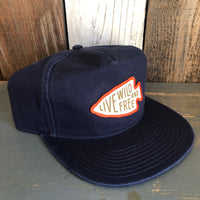 LIVE WILD AND FREE - 5 Panel Low Profile Style Dad Hat - Navy