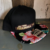 Hermosa Beach HERMOSA AVE Black Panel/Hawaiian Pattern Visor - 6 Panel Mid Profile Snapback Hat - A ‘o ia