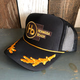 Hermosa Beach THE NEW STYLE 5 Panel High Crown Mesh Back CAPTAIN Trucker Hat- Black/Gold