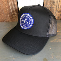 Spirit of the West ⦿ Soul of the Wild - 5 Panel Mid Profile Mesh Back Trucker Hat - Black