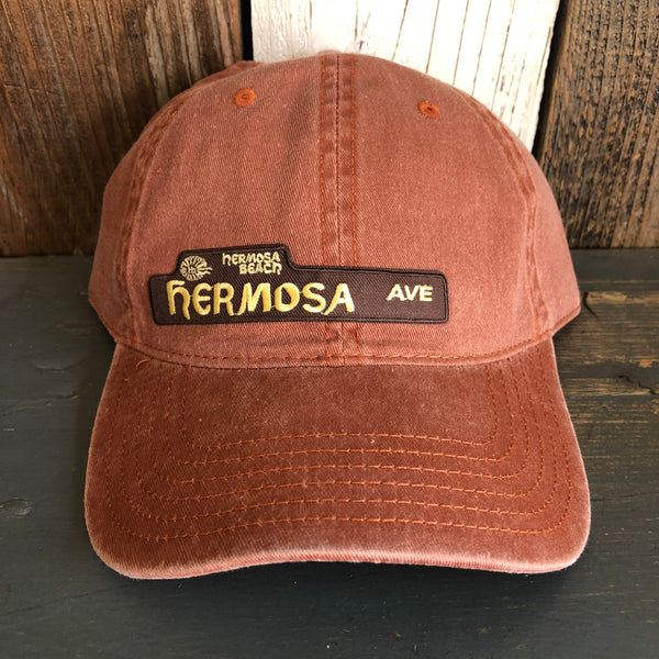 Hermosa Beach HERMOSA AVE - 6 Panel Low Profile Style Dad Hat with Velcro Closure - Texas Orange