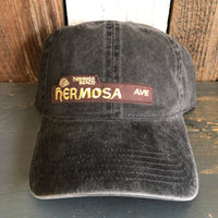 Hermosa Beach HERMOSA AVE - 6 Panel Low Profile Style Dad Hat with Velcro Closure - Charcoal Grey