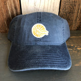 Hermosa Beach MINI CLASSIC LOGO - 6 Panel Low Profile Style Dad Hat with Velcro Closure - Faded Navy