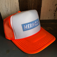 Hermosa Beach BLUE SUPREME HERMOSA Trucker Hat - Neon Orange/White