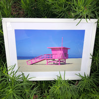 Pink Cancer Awareness Lifeguard Tower (23.25" x 17.25") - White Frame
