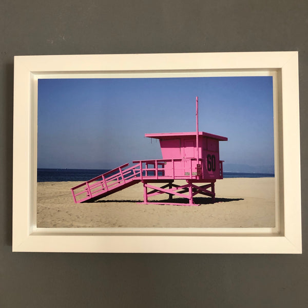 Pink Lifeguard Tower (10.25" x 7.25") - White Frame