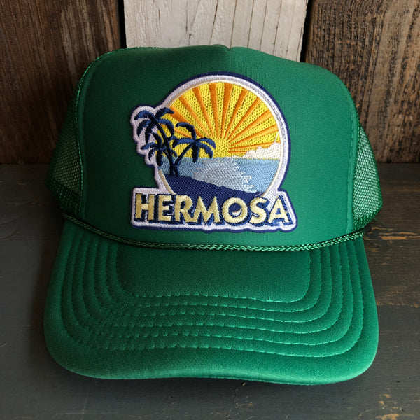 Hermosa Beach FIESTA High Crown Trucker Hat - Kelly Green