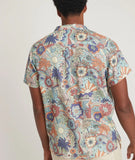 Tencel Linen Short Sleeve Resort Button-Up Shirt in Groovy Print