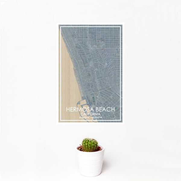 Hermosa Beach Afternoon Map Print - 12x18 Poster