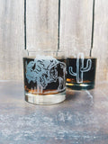 Bison Buffalo Etched Whiskey Glass