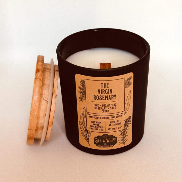 Rosemary & Sage Wood Wick Candle | Fall Candles | Crackling Candle | Coconut Wax Candle | Jar Candle | The Virgin Rosemary || 7.3 oz
