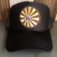 Hermosa Beach SUNBEAMS High Crown Trucker Hat - Black (curved brim)