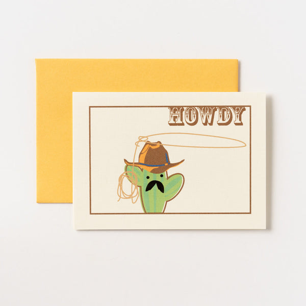 Catcus Cowboy Howdy Greeting Card