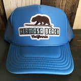 Hermosa Beach SURFING GRIZZLY BEAR Trucker Hat - Col. Blue