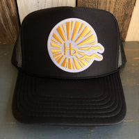 Hermosa Beach CLASSIC LOGO High Crown Trucker Hat - Black (Curved Brim)