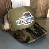 Hermosa Beach SURFING GRIZZLY BEAR Trucker Hat - Camouflage/Olive