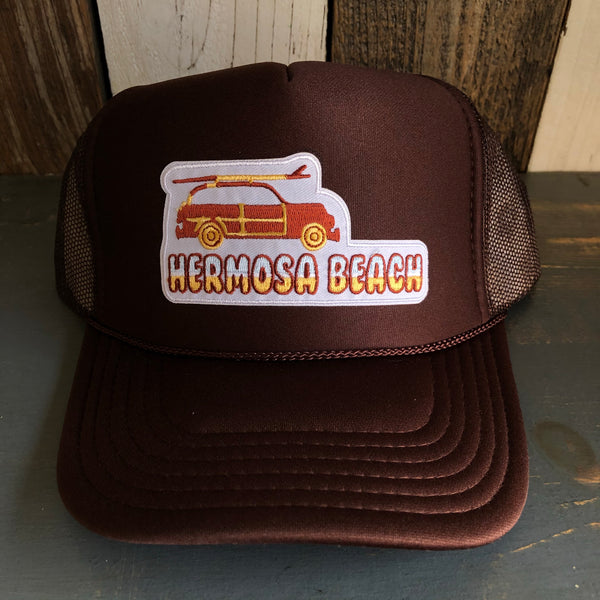 Hermosa Beach WOODIE High Crown Trucker Hat - Brown