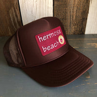 Hermosa Beach WELCOME SIGN High Crown Trucker Hat - Brown